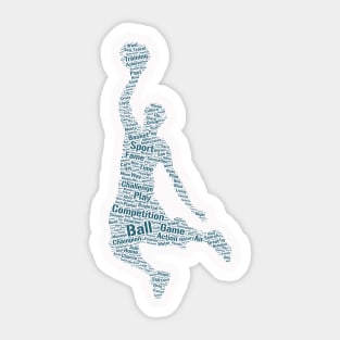 Basket Ball Player Silhouette Shape Text Word Cloud Sticker